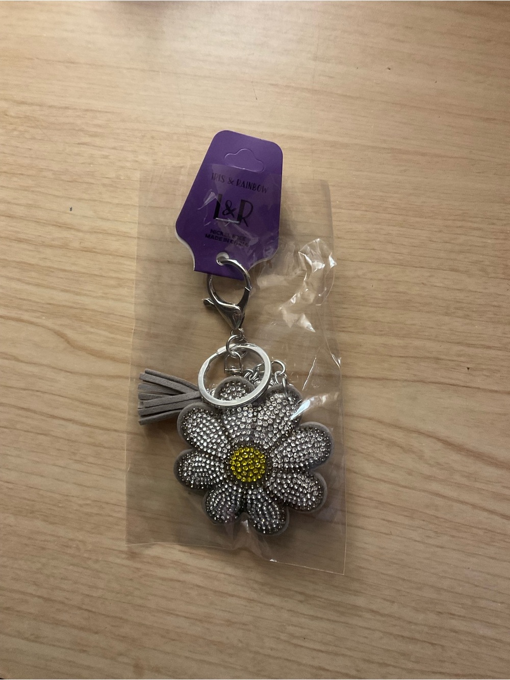 Iris and RainbowSilver and Yellow Daisy Crystal Keychain Charm